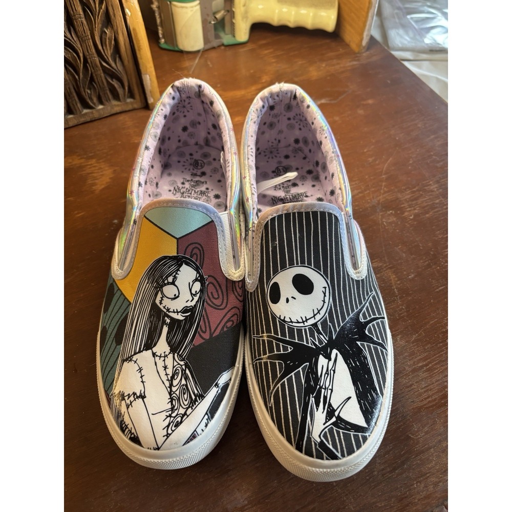 Nightmare Before Christmas Women's Slip On Sneaker Shoes Jack & Sally Size 8.5